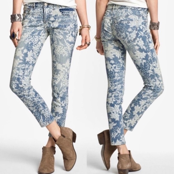 🌺🎉HP🎉🌺 NWOT Free People Hawaiian Floral Print Skinny Jeans - Picture 8 of 15